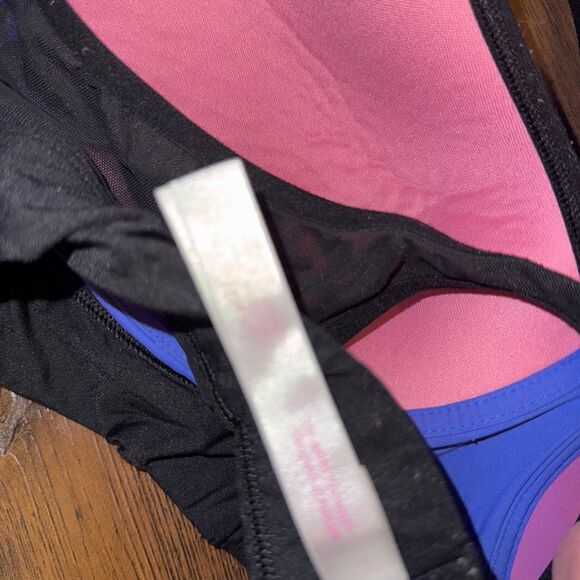 Victoria’s Secret PINK Racerback Sports Bra Large Blue Black 2016 - Picture 3 of 5